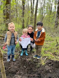 Family preparing to bury undies in the "Soil Your Undies" campaign
